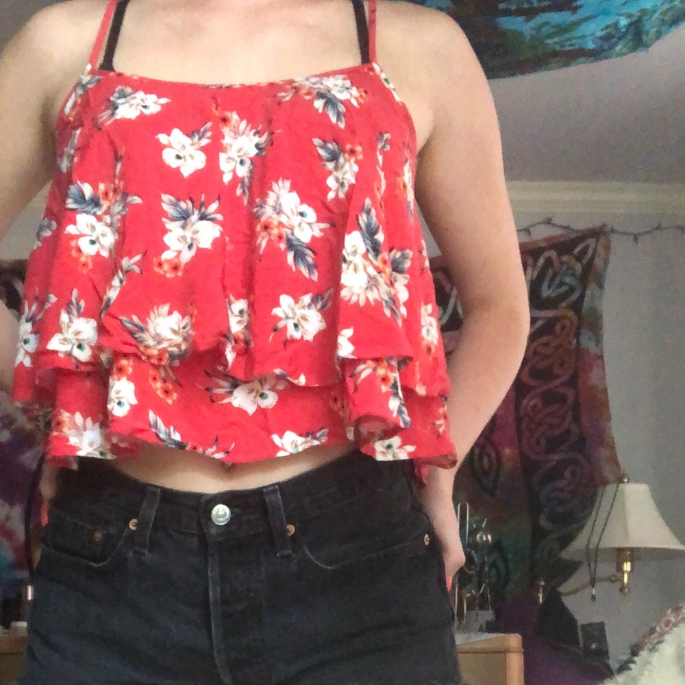 Hollister Tropical Hibiscus floral tank top cami